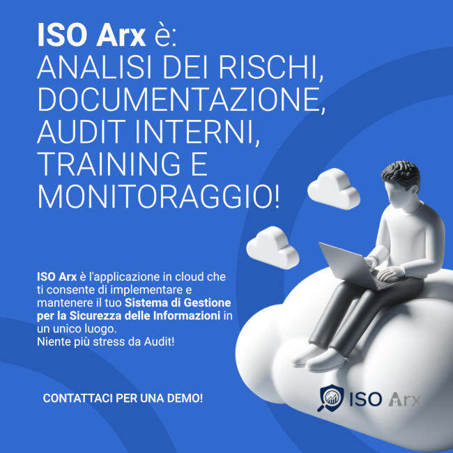 ISO Arx è il software in cloud per l'implementazione e il mantenimento di sistemi di gestione per la ISO 27001 e la conformità alla NIS 2